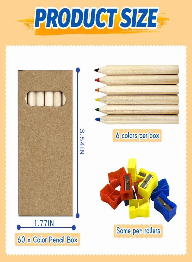 Quaocens 360 Pcs/60 Box Mini Colored Pencils Bulk 3.5 Inch Short Colored Pencils for Kids Small Pencil for School Classroom Painting Party - Image 2